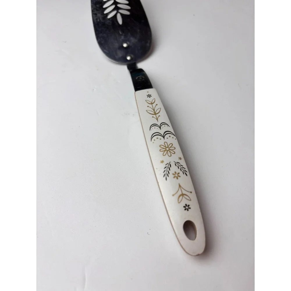 Vintage Ekco Flint Pie‎ Cake Server Stainless Steel Floral MCM Handle USA 11.5in